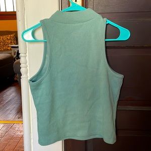 Mock neck light blue business tank